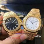 Perfect Replica Patek Philippe Nautilus Carved Watch Gold Case